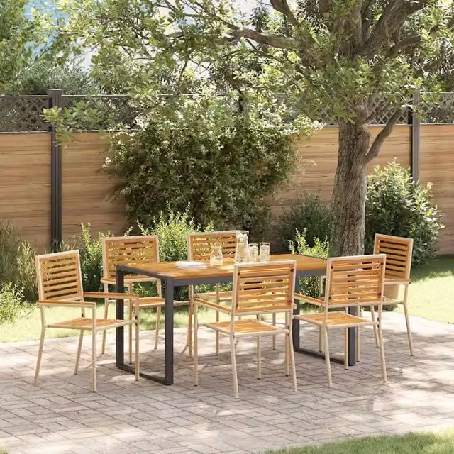 Set da Pranzo per Giardino 7 pz Beige e Marrone polyrattan 3365480