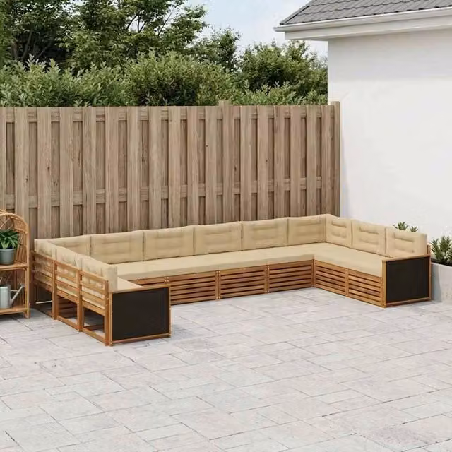 Set di 10 divani da giardino vidaXL in legno di acacia massello color beige – 1