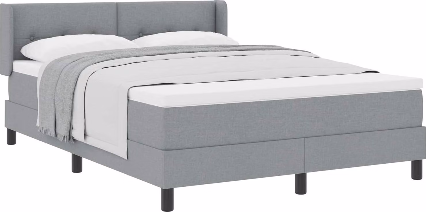 Letto a molle con testiera Grigio chiaro 200 x 140 cm Tessuto