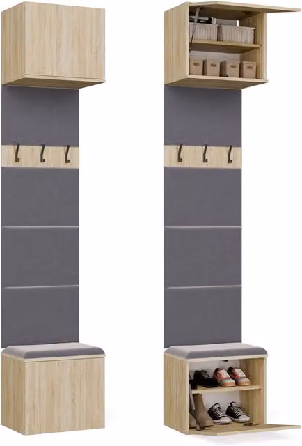 Guardaroba appendiabiti HAGA moderno in rovere sonoma con ante push to open L: 50 cm, P: 35 cm, H: 238 cm