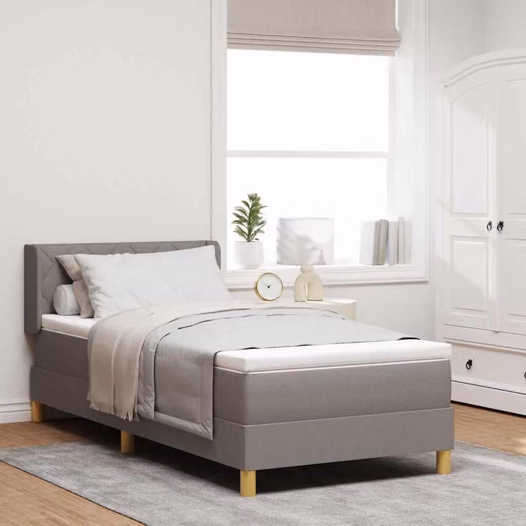 Maison Exclusive - Letto boxspring con testiera color taupe, 200 x 100 cm, rivestimento in tessuto