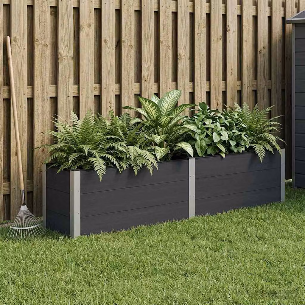 Letto rialzato da giardino vidaXL in WPC e alluminio, Nero, L 250 x P 50 x H 54 cm