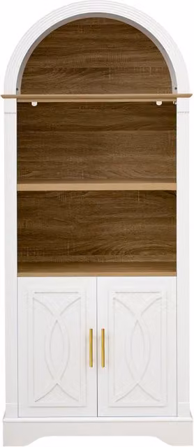 Highboard bianco con ripiani regolabili e illuminazione LED, mobile da cucina con ampio spazio di stoccaggio, ideale per soggiorno e sala da pranzo (76,2x40,1x180 cm)