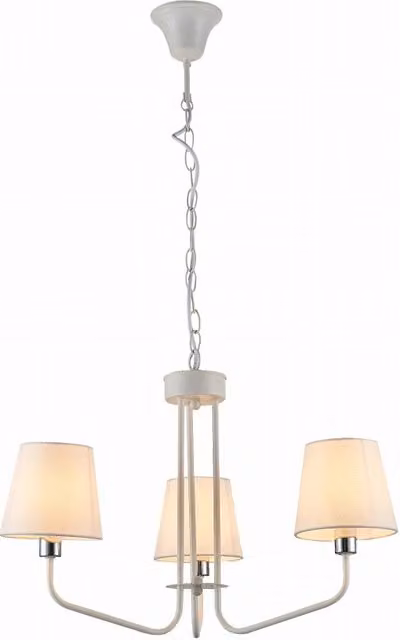 Lampadario a sospensione Candellux York bianco in metallo e tessuto, Ø 58 cm, 3xE14, regolabile e dimmerabile