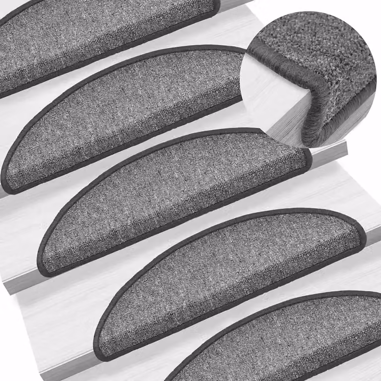 Set di 10 tappetini per scale semicircolari vidaXL in polipropilene, colore grigio, L: 56 cm, P: 17 cm, H: 3,5 cm