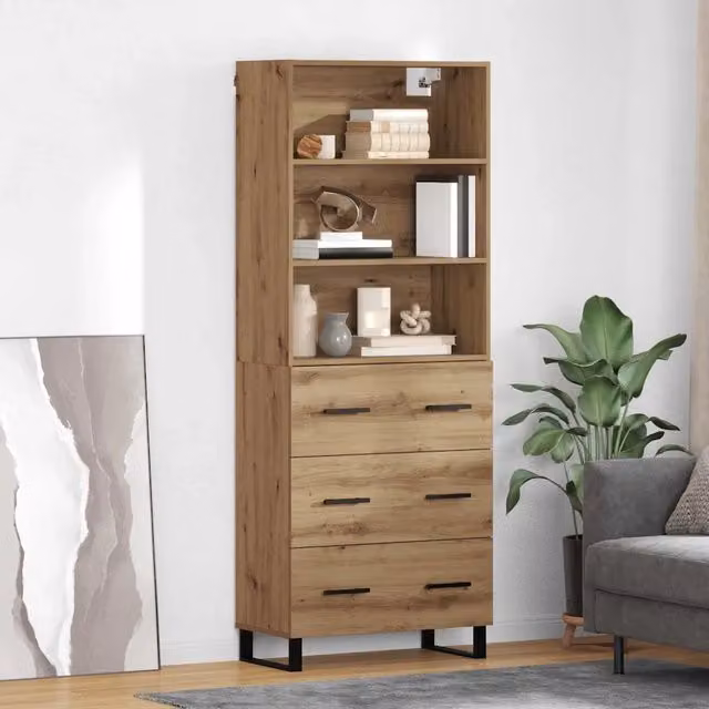 Credenza moderna vidaXL in rovere marrone, set di 2 pezzi, L/P/H: 69,5 x 34 x 180 cm – 1