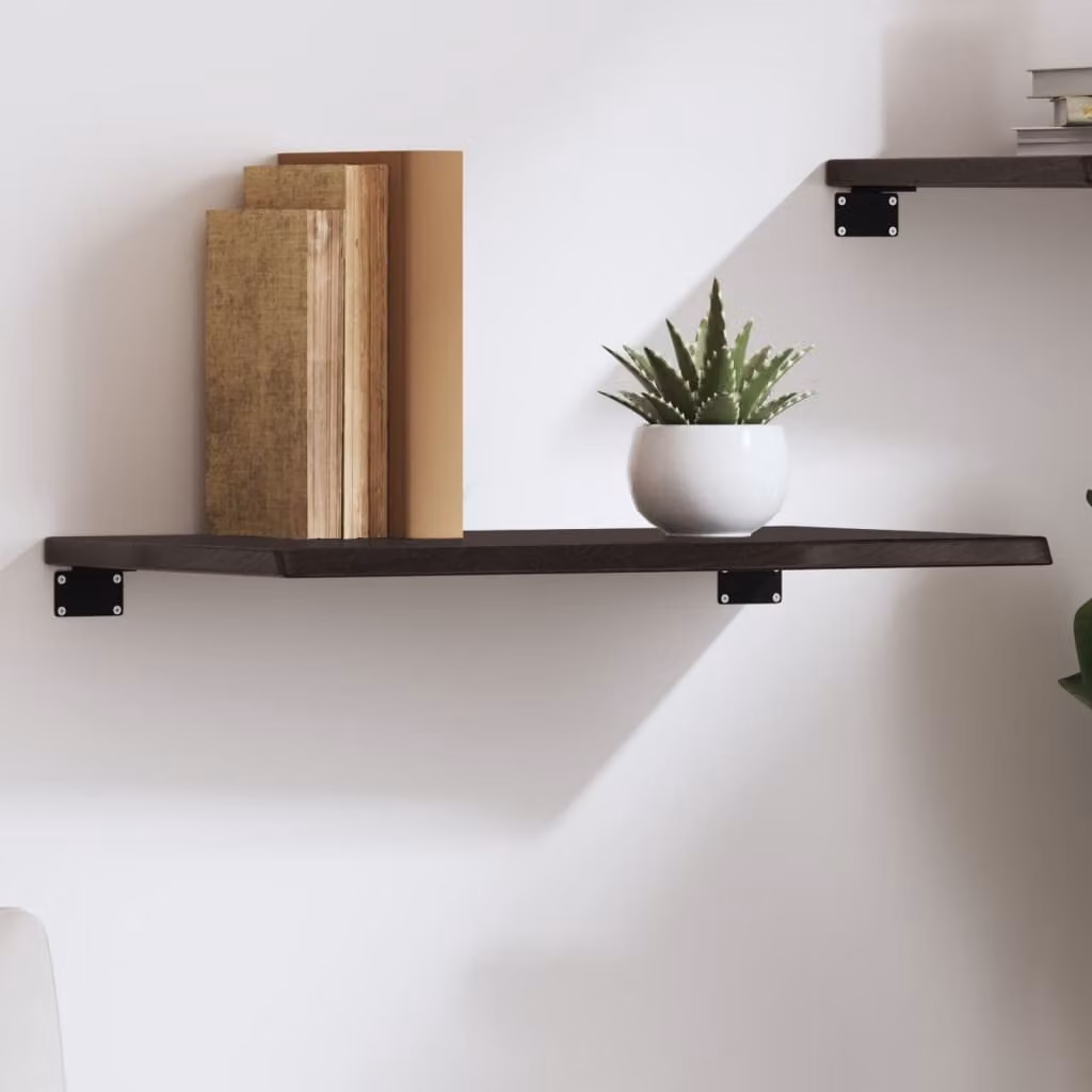 Ripiano da muro vidaXL in rovere massello marrone scuro L: 60 cm, P: 30 cm, H: 2 cm