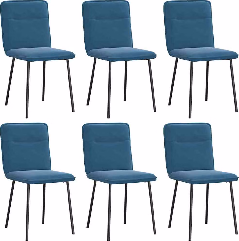 Sedie da Pranzo 6 pz Blu in Velluto