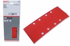 Set di 10 fogli abrasivi preforati Bosch per levigatrici orbitali, colore rosso, grana P60, L: 23 cm x P: 9,3 cm