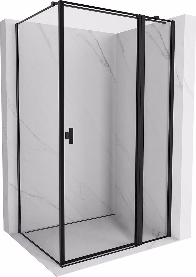 Mexen Mist T cabina doccia ad anta destra 80 x 100 cm, cornice nera, nero - 8A4T-080-100-70-70-P