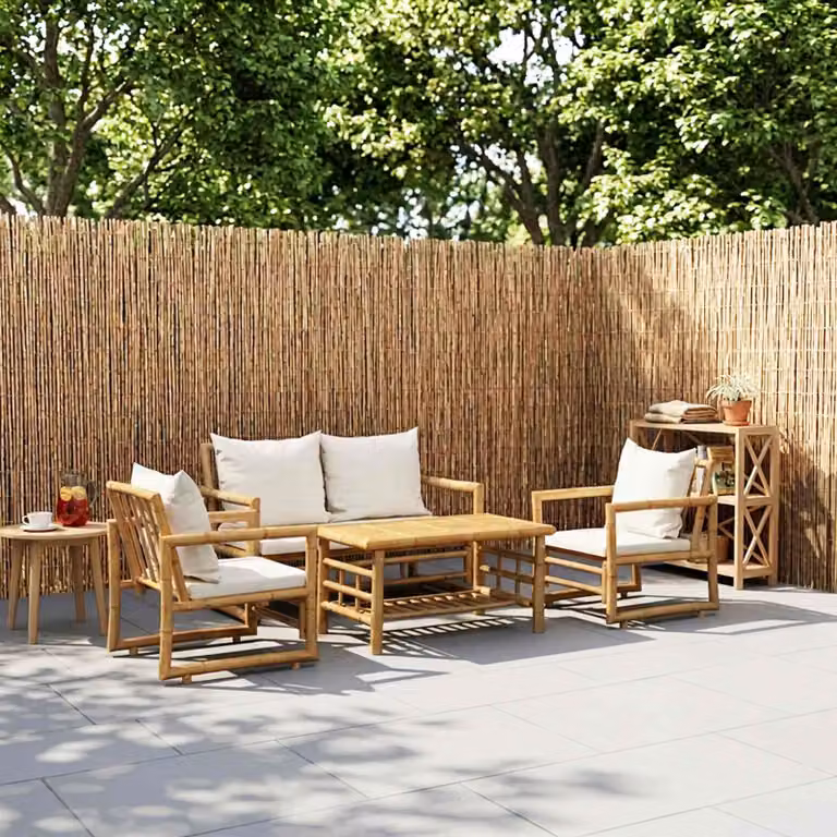 vidaXL Set Divani da Giardino 4 pz con Cuscini in Bambù