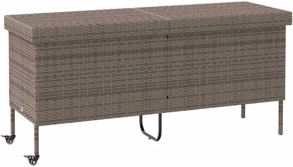 Contenitore da Giardino con Ruote Grigio 160x55x75cm Polyrattan