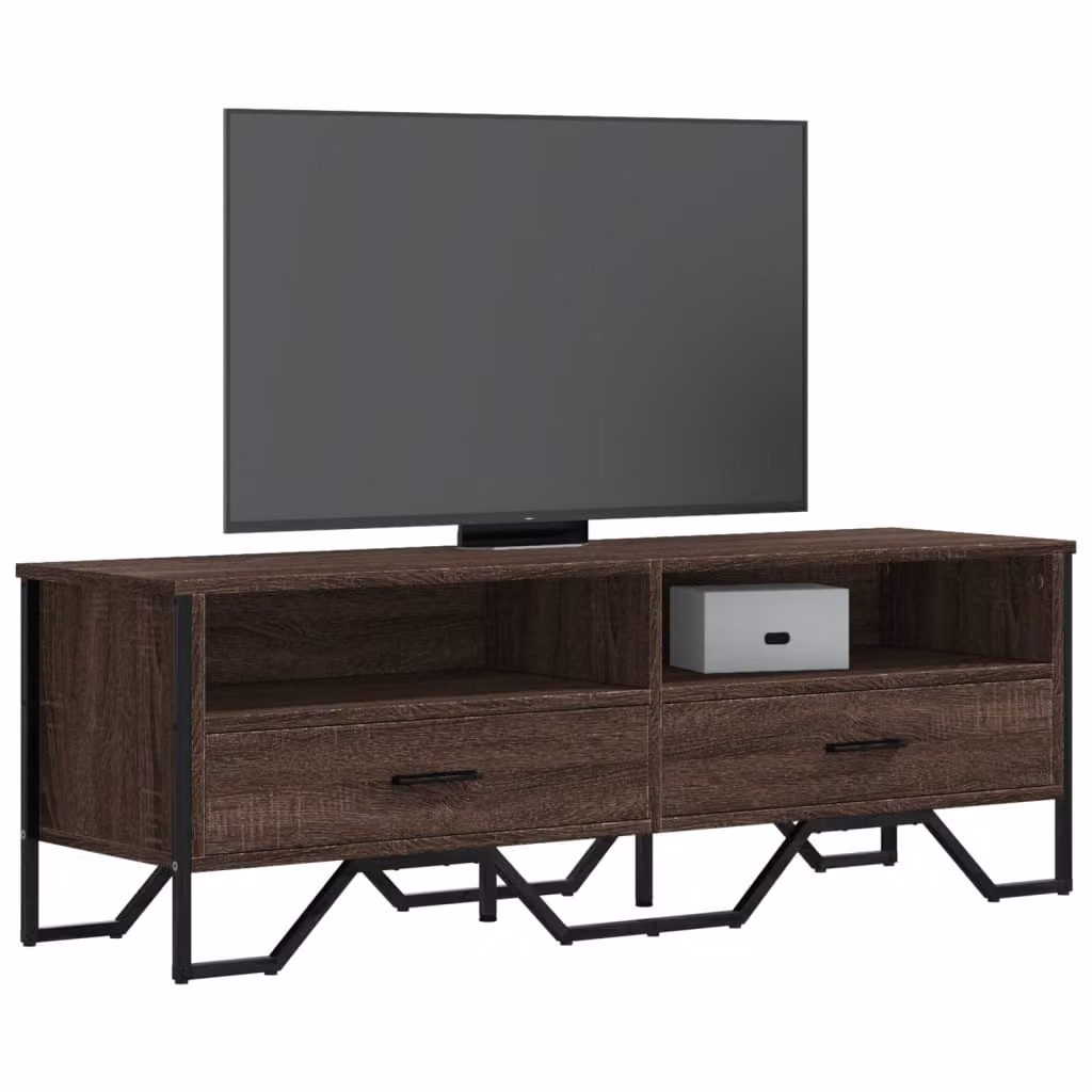 Mobile Porta TV vidaXL in Legno e Metallo, Stile Industrial, Colore Marrone Rovere, L 122 cm x P 34 cm x H 41 cm