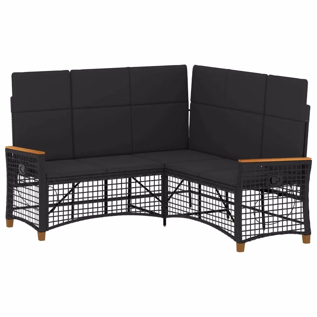 Set di divani da giardino a forma di U vidaXL con 5 posti, colore nero, L/P/H: 164 x 164 x 112 cm – 2