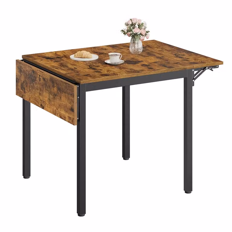 Tavolo da Pranzo Estensibile per 2-4 Persone, Marrone Vintage, Nero