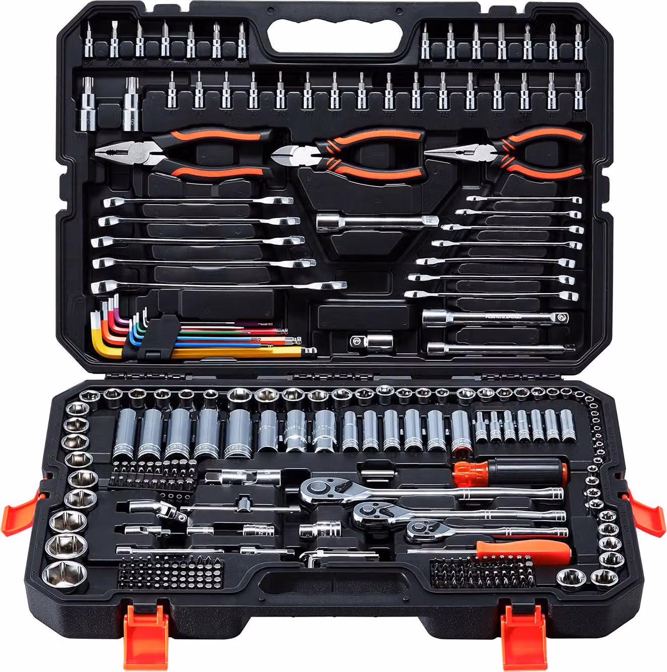 SucceBuy Set di chiavi a bussola da 314 pezzi con 1/4, 3/8 e 1/2 pollici, cassetta con cricchetto reversibile, chiavi a bussola e set di punte – Set di utensili versatile per riparazioni e lavori di bricolage