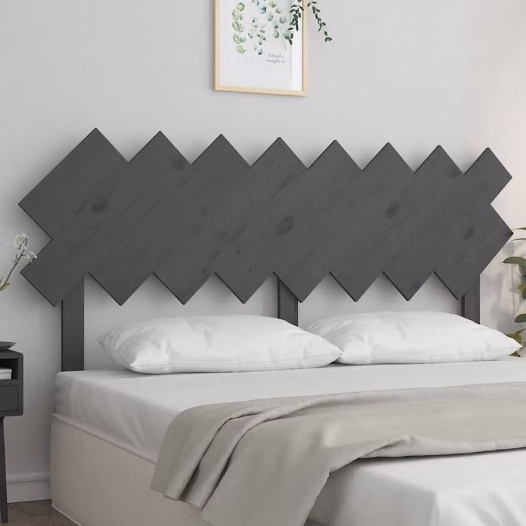 Testiera per letto vidaXL in legno massello di pino, colore grigio, L: 159,5 cm, P: 3 cm, H: 80,5 cm