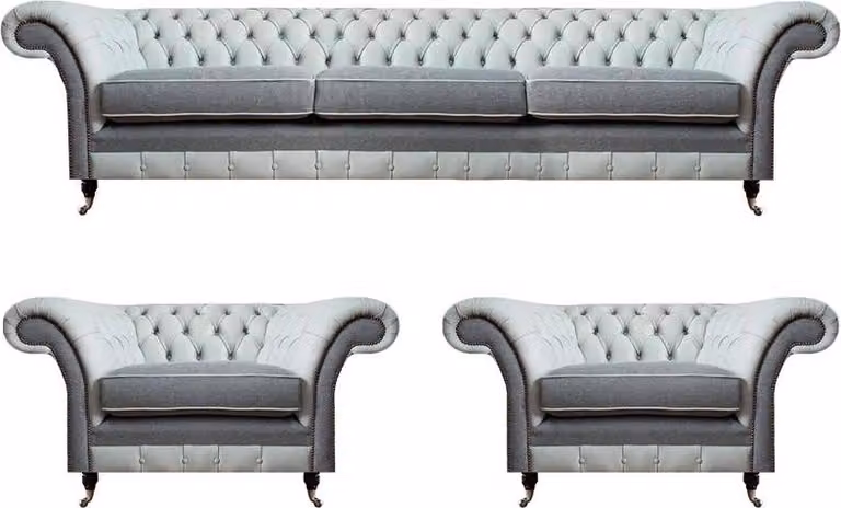 Sofagarnitur Chesterfield Textil Sofas 3+1+1 Polster Set Garnitur Wohnzimmer
