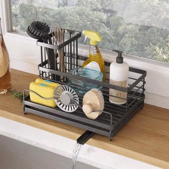 Sgocciolatoio da cucina nero con ripiano