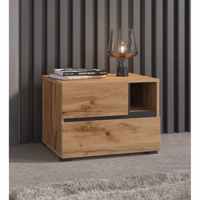 Comodino moderno Meublorama in legno e MDF disponibile in bianco, nero o marrone