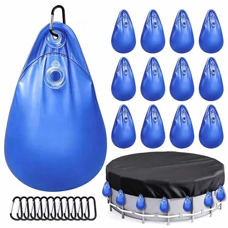 12 coperture per piscina, complete di pesi e sacche per l'acqua, resistenti al gelo e a prova di strappo