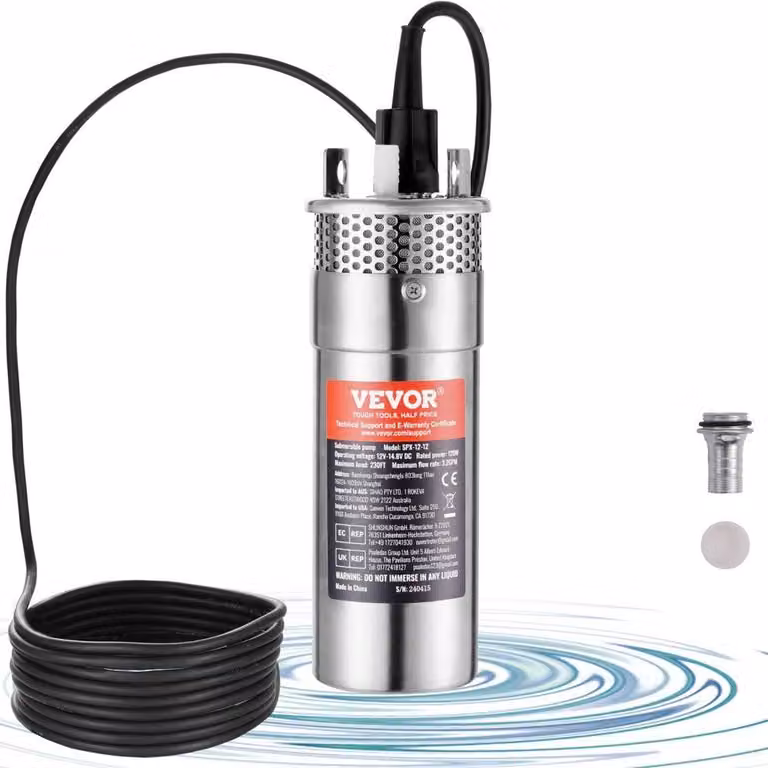 Pompa per acqua - Pompa solare per acqua - Pompa per acque profonde - Sommergibile - 12V DC - 120W - 3,2 GPM - per pozzi