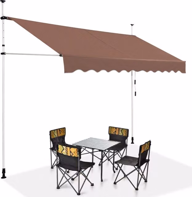 Tenda da sole retrattile DESIGN IN con bracci telescopici in alluminio, impermeabile e resistente ai raggi UV, Marrone, L: 300 cm x P: 120 cm