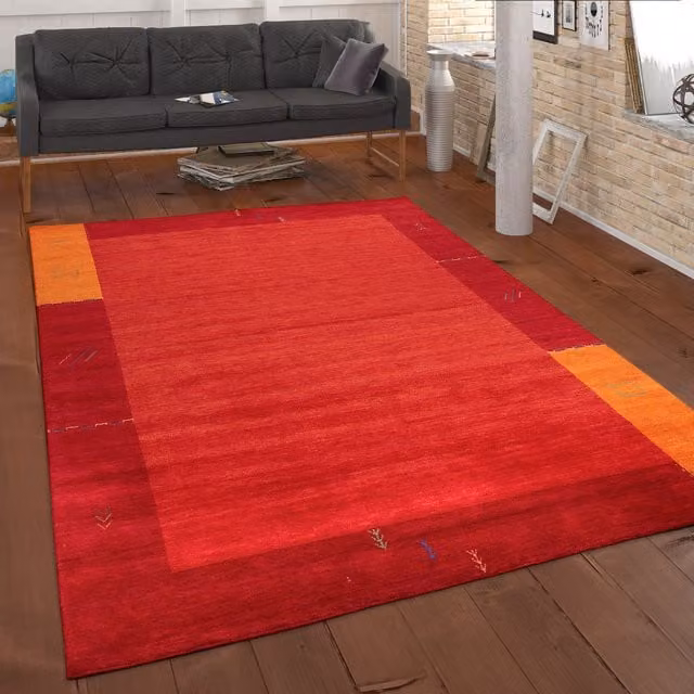 Tappeto Gabbeh Majestic arancio e rosso in lana fatto a mano L: 120 cm, P: 170 cm