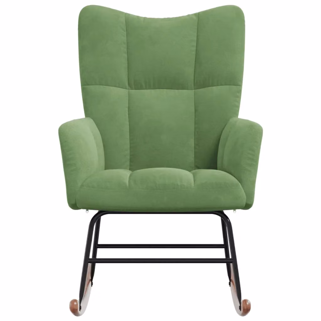 Sedia a Dondolo vidaXL in Velluto Verde con Braccioli e Struttura Moderna – 2
