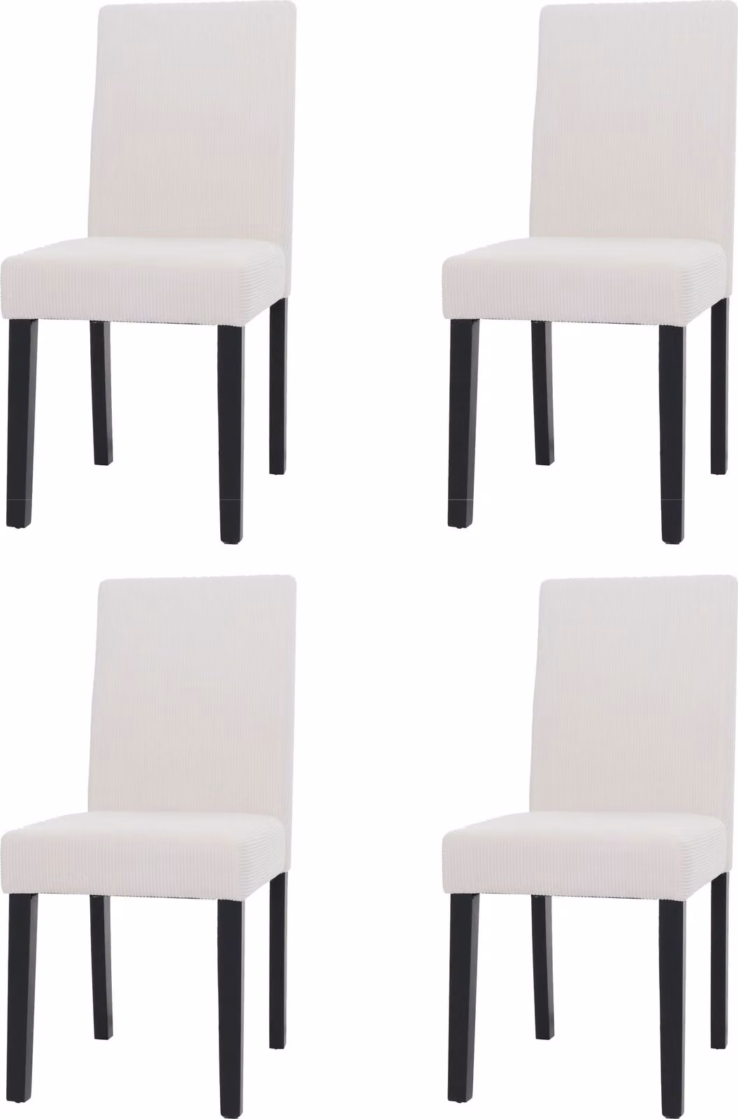 Set da 4 sedie da pranzo classiche e intramontabili | A x L x P 90 x 42 x 50 cm | Altezza della seduta 47 cm | Tessuto/velluto a coste e legno | Gambe scure | Colore crema | Sedia da cucina con schienale alto