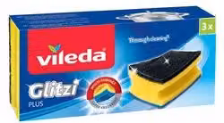 Set di 3 spugne abrasive Vileda Plus GLITZI gialle per la pulizia