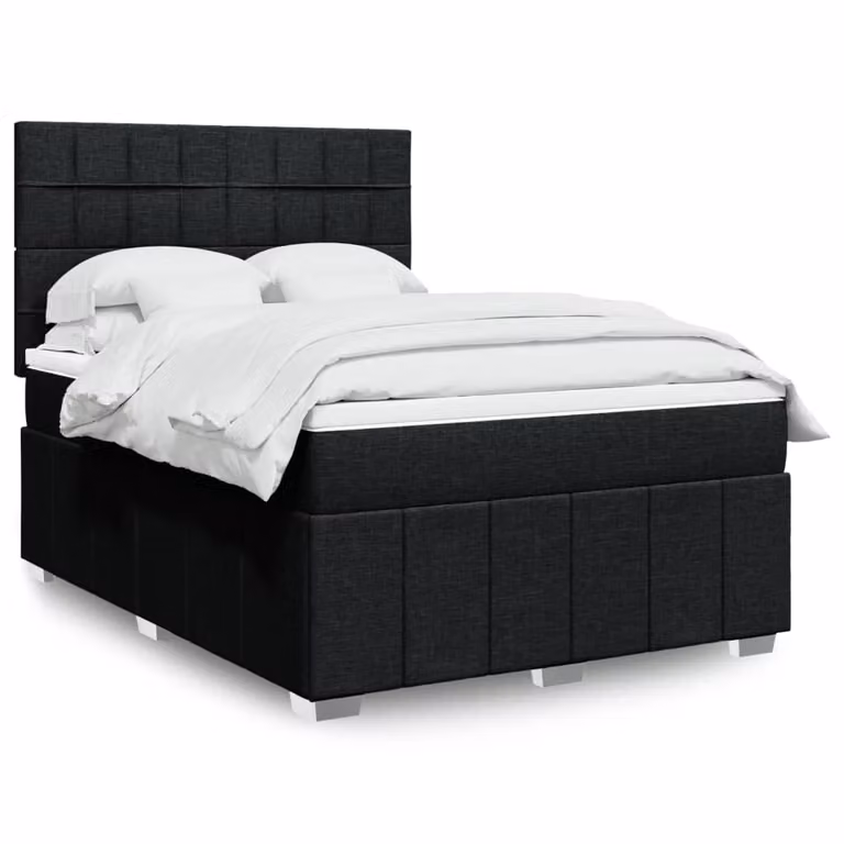 vidaXL Giroletto a Molle con Materasso in Tessuto Nero L/P: 160 x 200 cm