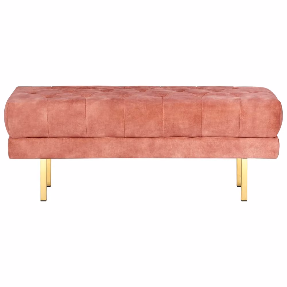 Panca Beliani in Velluto Rosa con Gambe in Metallo Oro per Camera da Letto e Soggiorno L: 150 cm, P: 44 cm, H: 44 cm – 2