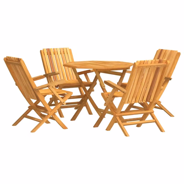 Set da Pranzo per Giardino 5 pz in Legno Massello di Teak