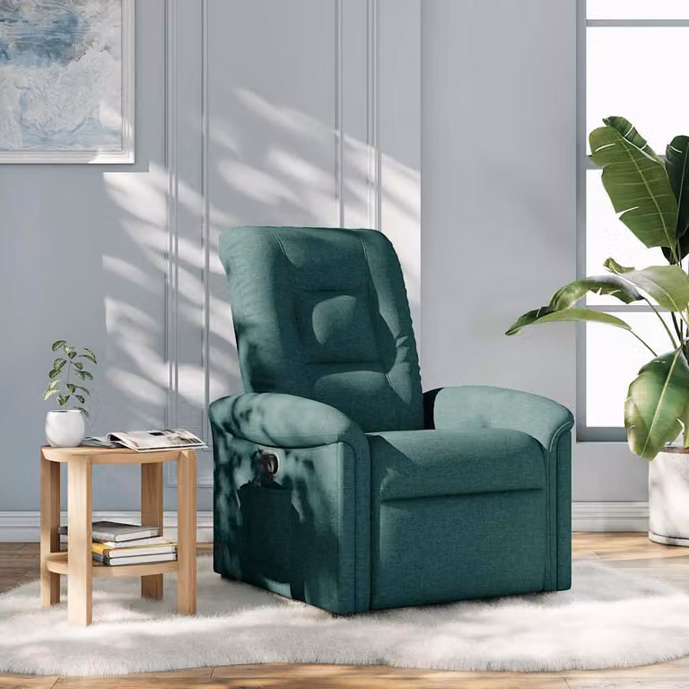 vidaXL Poltrona Reclinabile Relax in Tessuto Verde con Braccioli e Sistema Auto-Return L: 91.5 cm, P: 77 cm, H: 96 cm