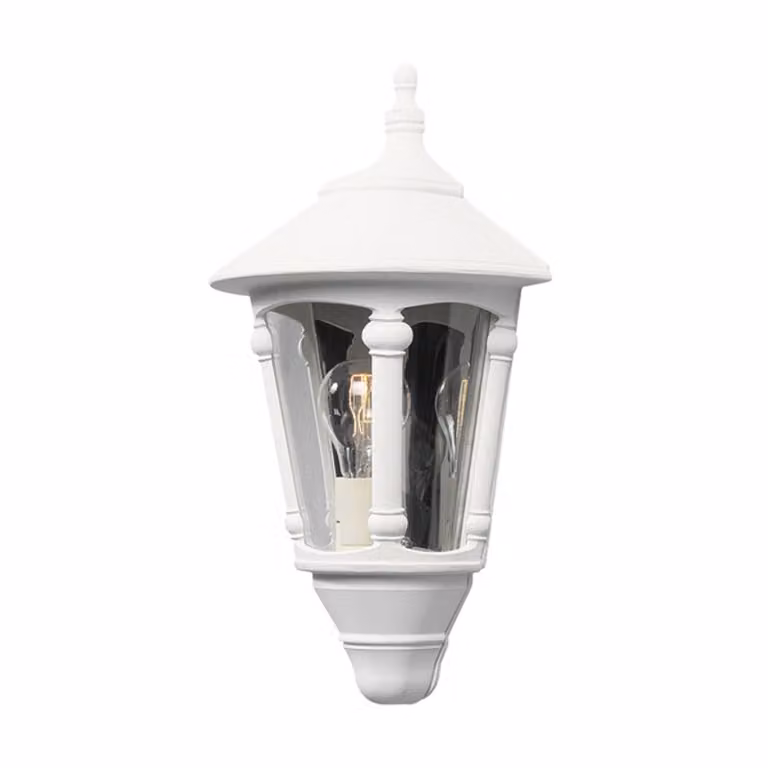 Applique Konstsmide Virgo in alluminio laccato bianco con vetro acrilico color fumo. Vetro acrilico