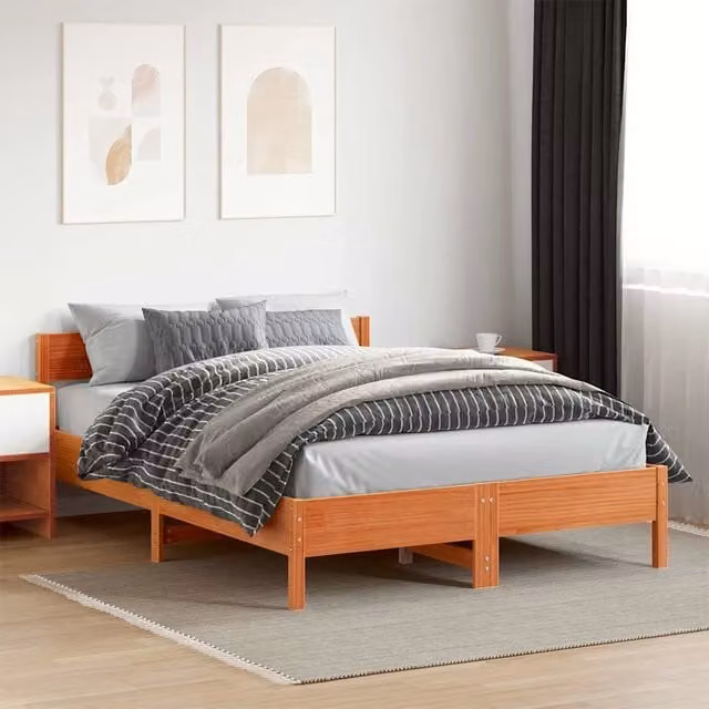Giroletto vidaXL in legno massello di pino color marrone cera con doghe fisse L/P/H: 140 x 200 x 145,5 cm – 1