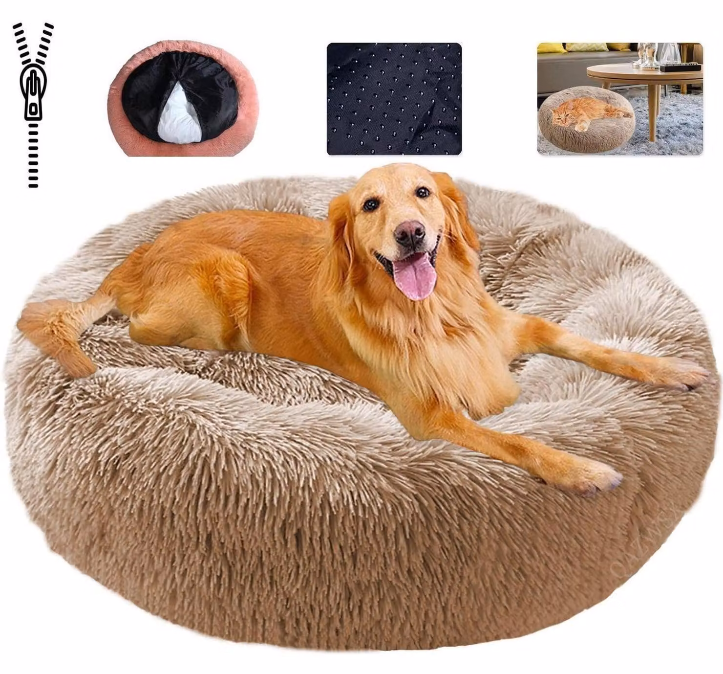 Cuccia per animali domestici, morbida, color kaki, taglia 4XL, 110 cm (43 pollici)