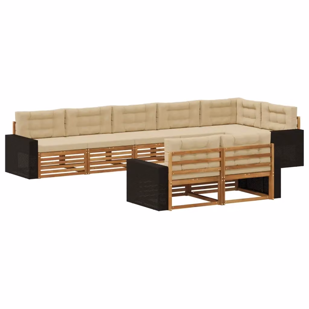Set di divani da esterno a L con 8 pezzi vidaXL in legno di acacia color marrone e beige – 2