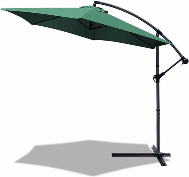 Trade Shop - Ombrellone Decentrato Lato Da Giardino Protezione Solare Parasole ⌀300cm Verde 206426 -