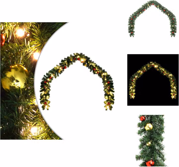 vidaXL Ghirlanda natalizia decorata con baubles e luci LED 20 m - Luci di Natale