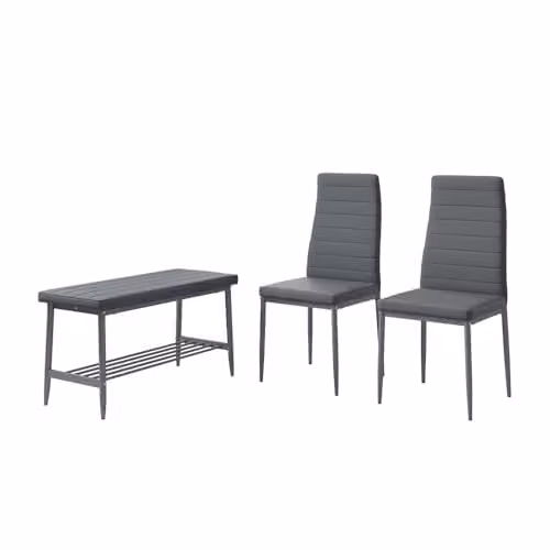 Vicco Set di panca e sedie Grand, Grigio, 85 x 46.5 cm