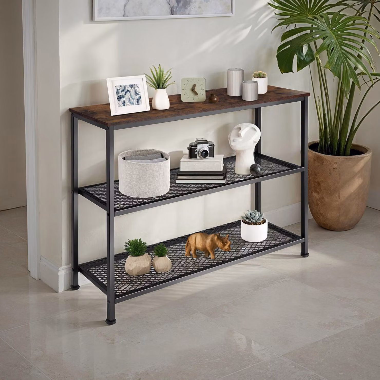 Tavolo Bristol tectake in stile industriale marrone con finitura opaca L/P/H: 100 x 30 x 81 cm – 2