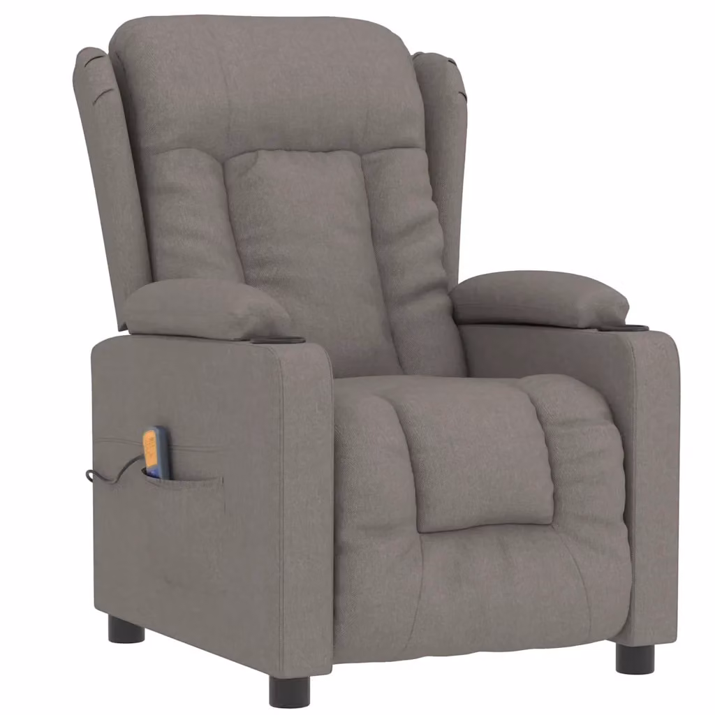 Poltrona Relax Recliner vidaXL in Tessuto Beige e Grigio con Braccioli e Struttura in Metallo e Legno – 2