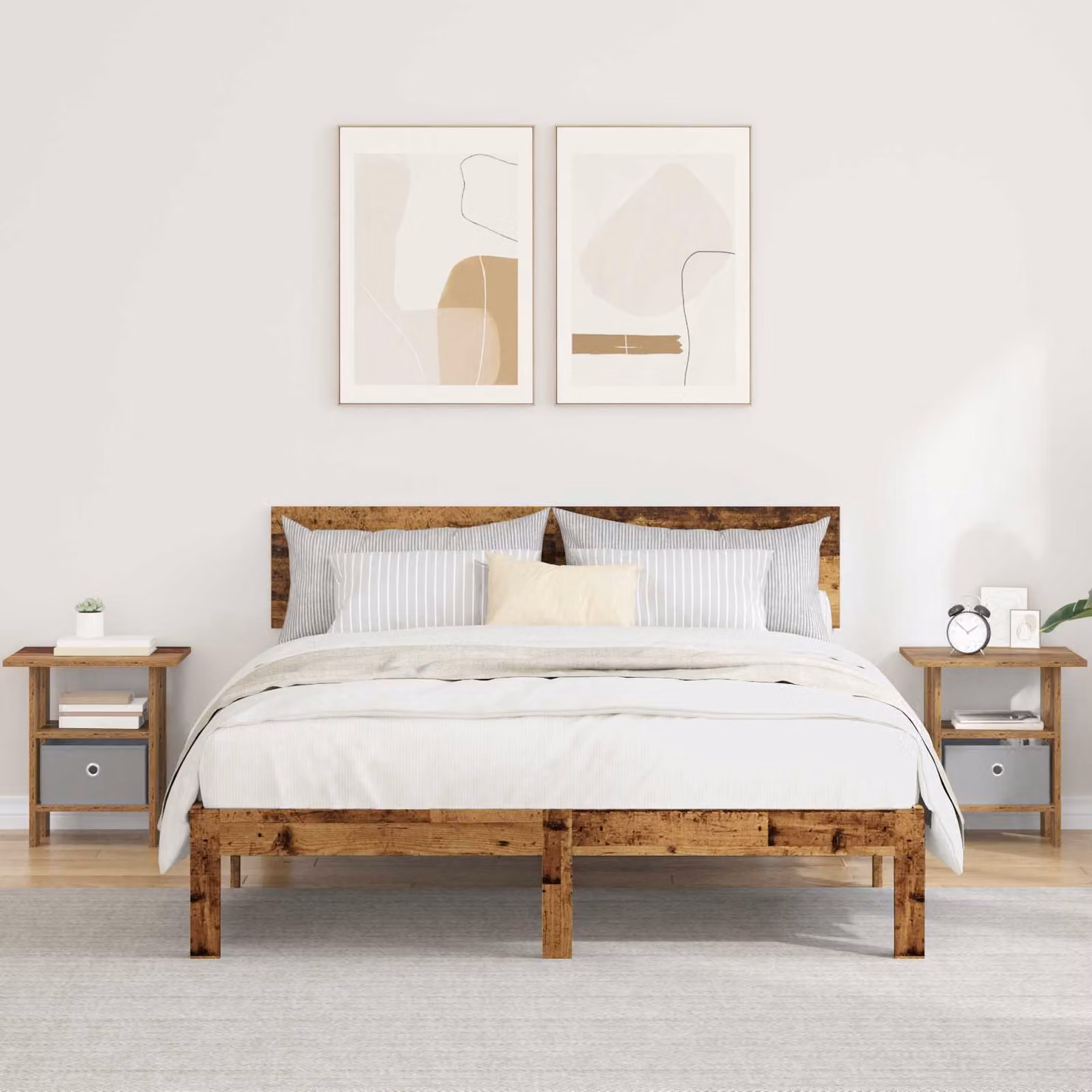 Set di 2 comodini vidaXL in legno effetto vecchio stile marrone L 41 cm x P 40 cm x H 45 cm