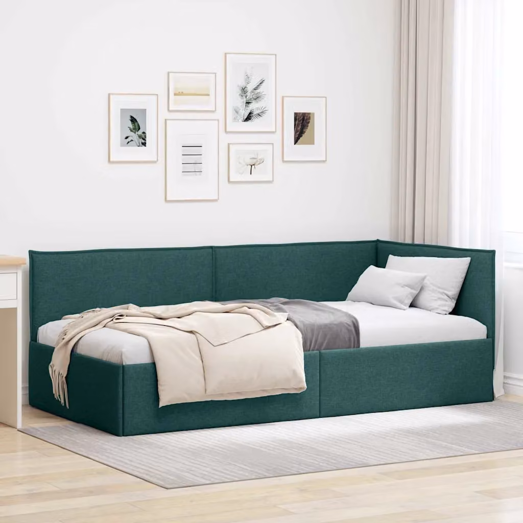 vidaXL Chaise Longue Moderna con Struttura Imbottita in Tessuto Verde, L: 140 cm, P: 104 cm, H: 74 cm, H Totale: 204 cm