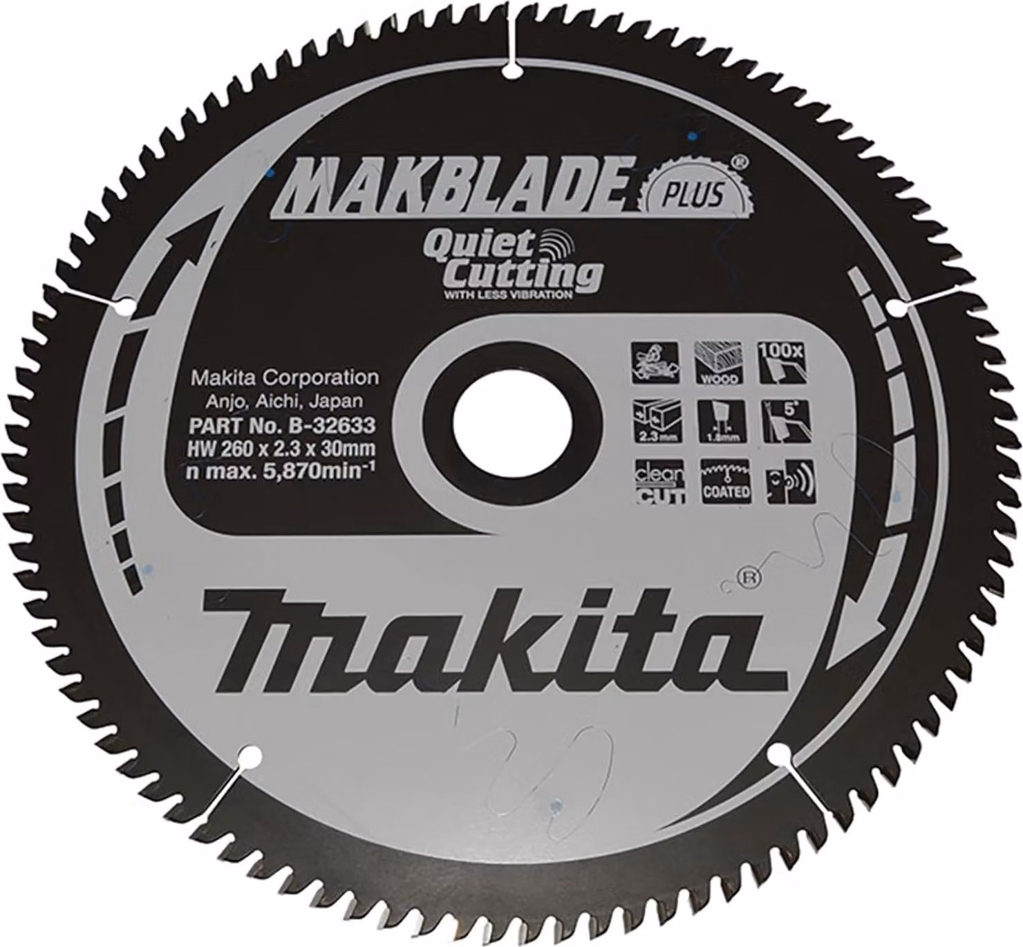 Sega Makita MAKBLADE+. 260x30x100Z B-32633