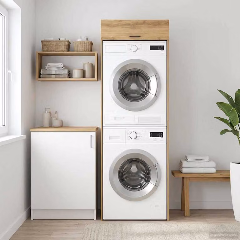 Mobiletto per lavatrice vidaXL in rovere, L: 67,5 cm, P: 20,75 cm, H: 200 cm