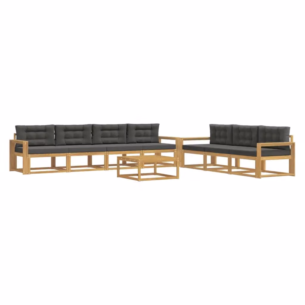 Set di divani da esterno a forma di U vidaXL composto da 7 pezzi con tavolo da caffè, in legno di acacia trattato, colori bianco e antracite – 2