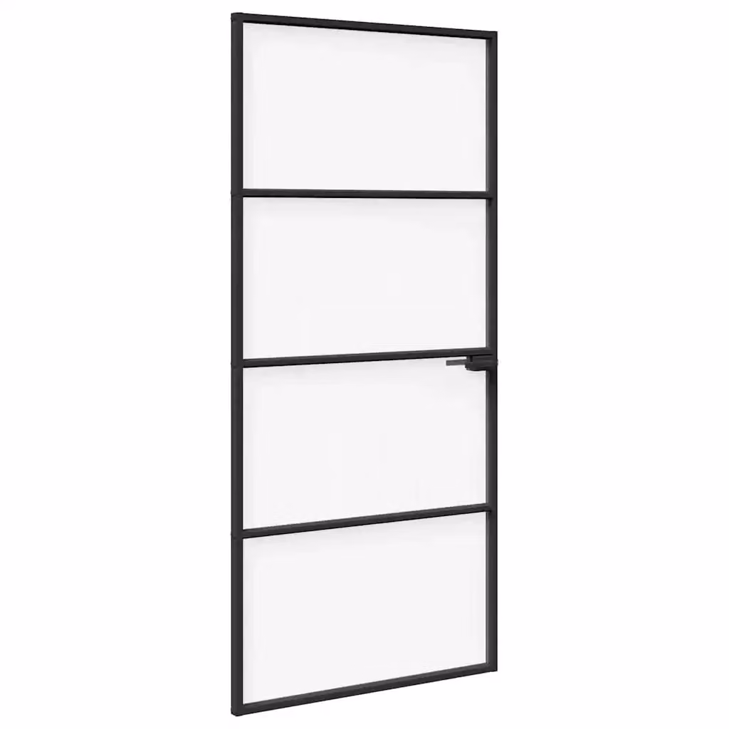 Porta moderna vidaXL in alluminio e vetro colore nero L: 93 cm, H: 201,5 cm, P: 3,5 cm – 2